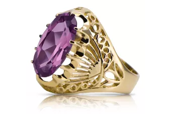 14-кв Желтое золото Аметист Кольцо Винтаж vrc020y